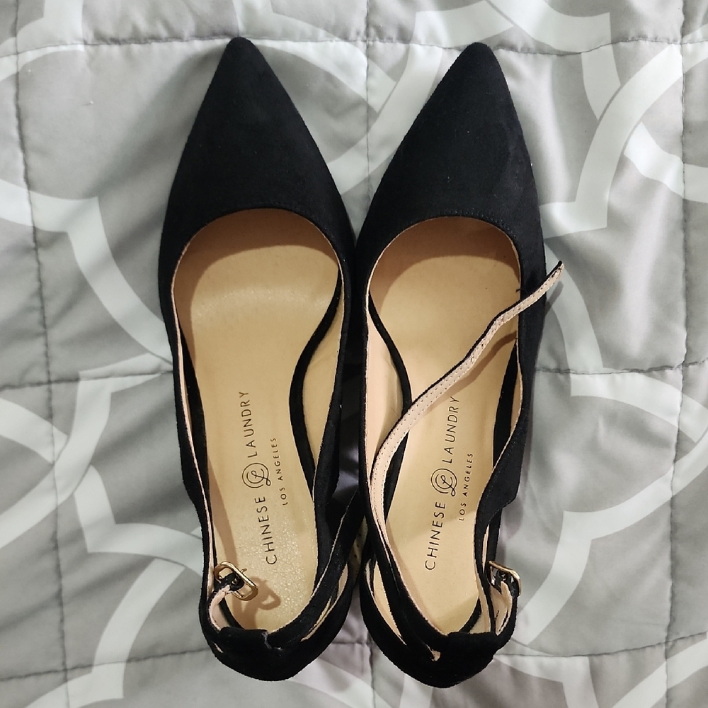 Chinese Laundry Women's Black Suede Heels Classic Style Size 8.5